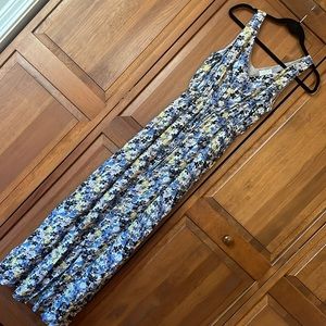 Lucky Brand sleeveless double-V floral maxi dress lined-XS